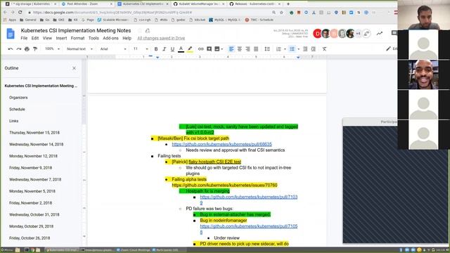 Kubernetes SIG Storage - CSI Implementation Workgroup 20181115