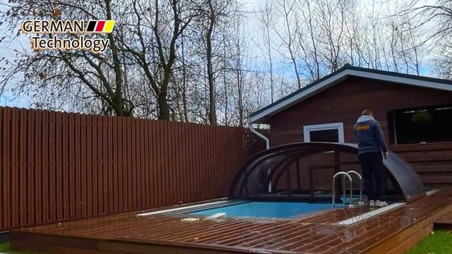 Раздвижной Павильон для бассейна модель ZENITH цвет Коричневый остекление прозрачное