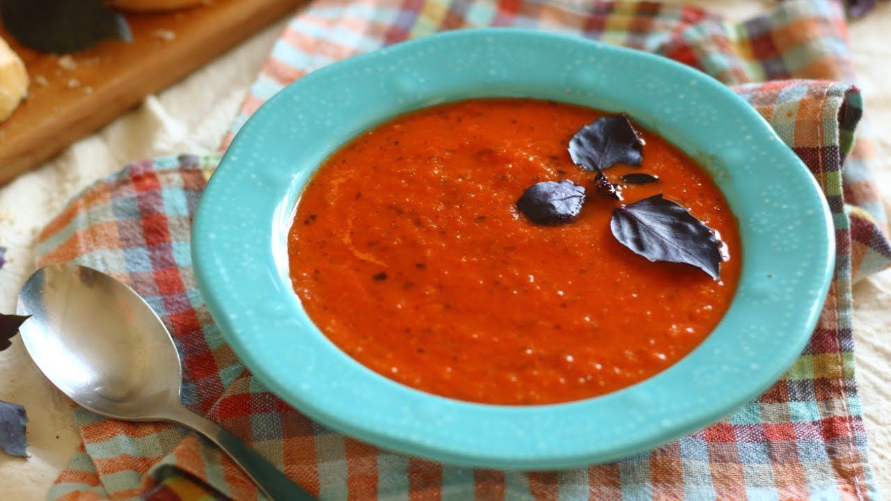 Томатный суп-пюре из свежих помидоров — видео рецепт