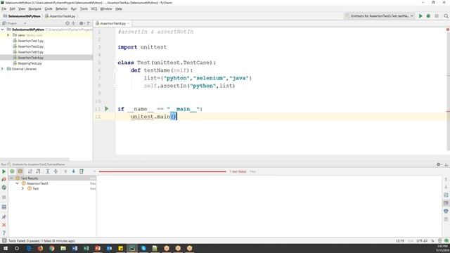 Selenium with Python Tutorial 36-Python UnitTest|Assertions|assertIn & assertNotIn