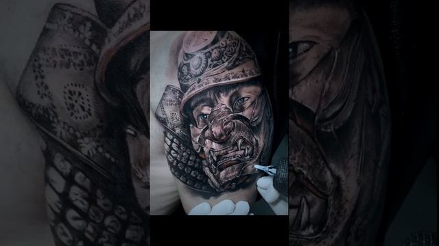 Татуировка самурая с маской · Samurai tattoo mask