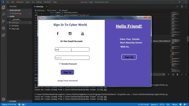 Login Form | PyQt5 & Python