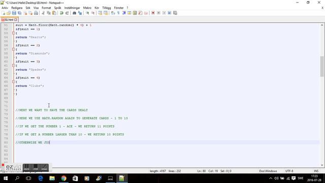 JAVASCRIPT BLACKJACK GAME