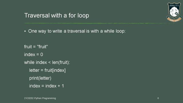 python Unit II Traversal with a for loop смотреть онлайн