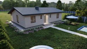 Одноэтажный кирпичный дом в классическом стиле