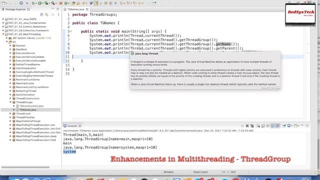 # 145 ThreadGroup | ThreadGroup in Java | Thread Group in Java | Java | ThreadGroup class|RedSysTec
