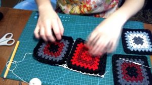 Безотрывное соединение квадратных мотивов крючком МК / Вязание крючком