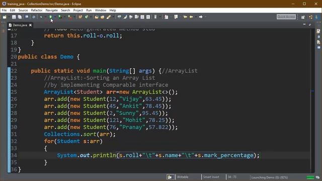 Sorting Arraylist in java(Collections Framework) Tutorial-30 (latest) 2020
