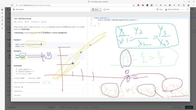 LeetCode 1037 | Valid Boomerang | Math | Java смотреть онлайн