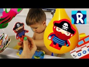 ★ 3D Сцена Остров Сокровищ и 3D Пароход Наборы для Ванной Meadow Kids Treasure Island Bath time fun