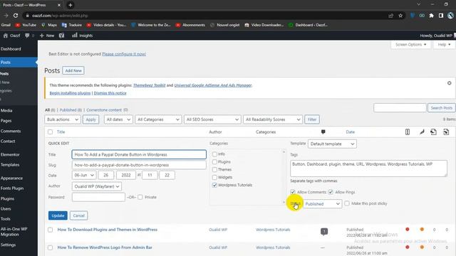 How To Quickly Change Post Status in WordPress
