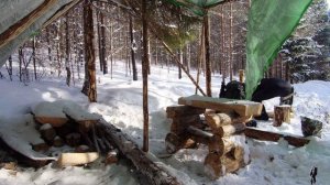 №015 Строю навес в тайге. Без гвоздя, только верёвка