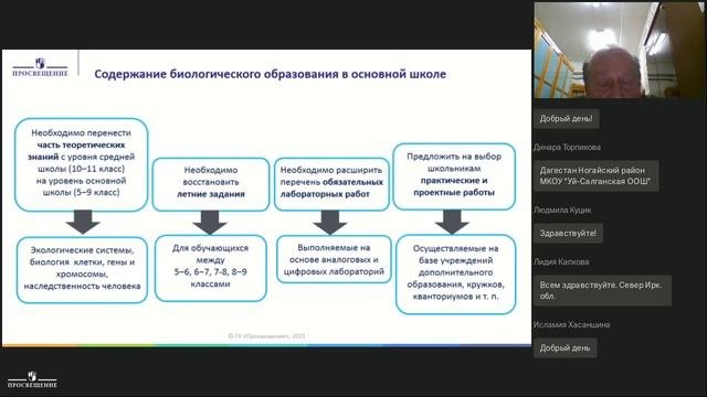 Совершенствование содержания и структуры биологического образования в основной школе