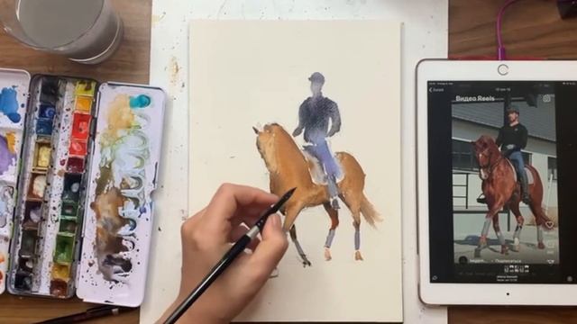Как рисовать акварелью лошадь. Watercolour tutorial, horse