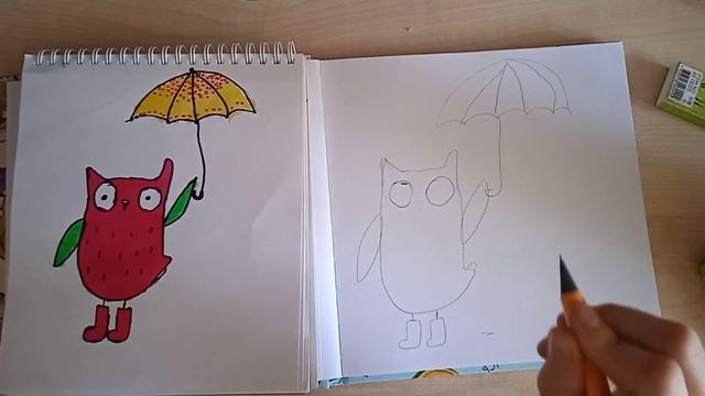 Рисуем милую совушку акварельными маркерами смотреть онлайн