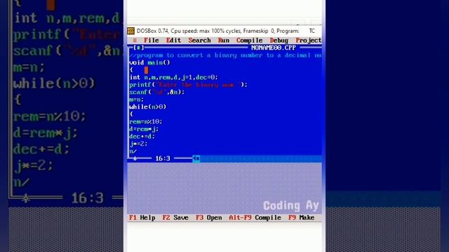 binary to decimal in C programming #programming #cprogramming #coding