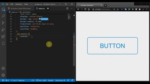 3D Button Glint Hover Effect Using CSS3 || Full Tutorial