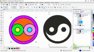 Инь-янь значок. Как нарисовать, построить в CorelDraw.  Корел.  Построение логотипа. Урок 17 . Курс