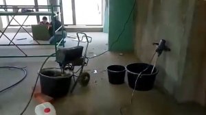 HYVST EPT 450 TX нанесение шпатлевки Knauf Polymer Finish безвоздушным окрасочным аппаратом