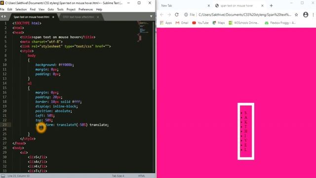 Span Text on mouse Hover - CSS Web Tutorial Tamil - HTML