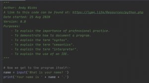 Python 003 - Professional Programming 1