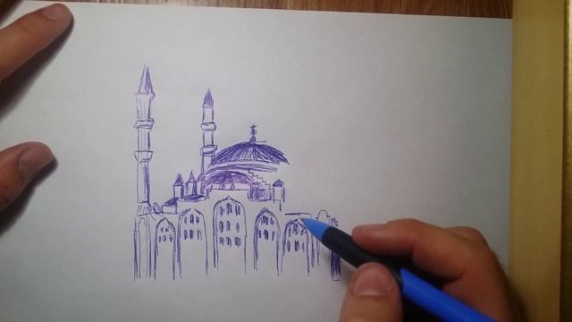 Рисую мечеть "Сердце Чечни" на скорую руку))