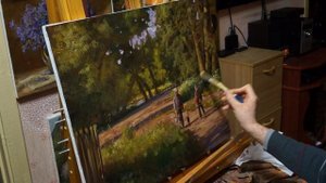 "На вечернюю рыбалку". Олег Буйко. Живопись маслом. Process of creating oil painting