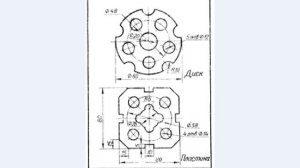6 Чертеж в Автокад 2016, вариант 6 диск и пластина, построение легких плоских деталей