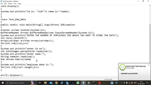 java program to store bulk data via array and collection class ArrayList смотреть онлайн