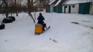 Снегоход своими руками с двигателем от бензопилы Урал. Лысянка.