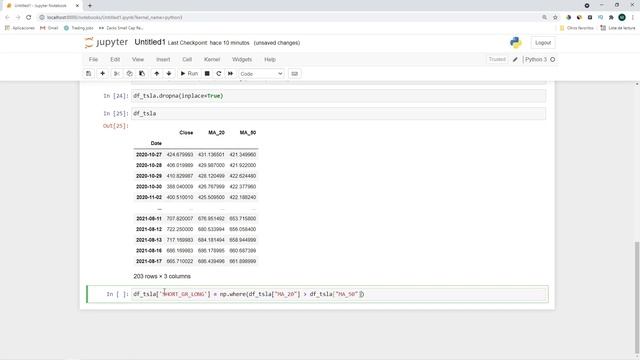 Algorithmic Trading Strategy with Python and Pandas - Trading on Moving Average Signals