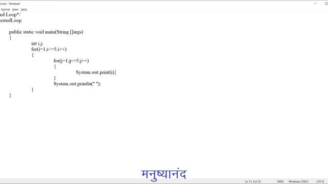 Java Tutorial 23 | Nested Loop in java |  HINDI | 2021