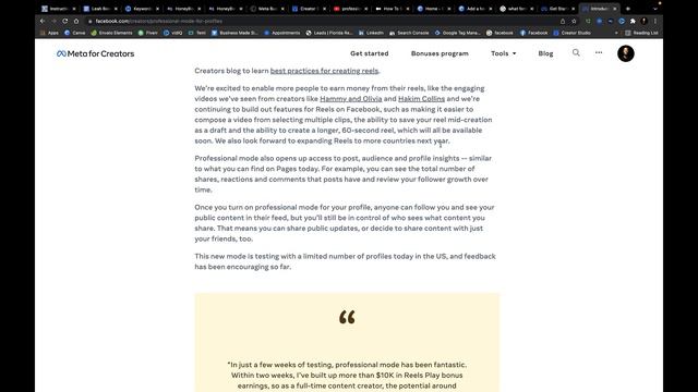 Professional Mode For Profiles 2022 | Facebook Reels Bonus Program $35,000 смотреть онлайн