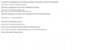 Permission Denied on my raspberry pi transmission