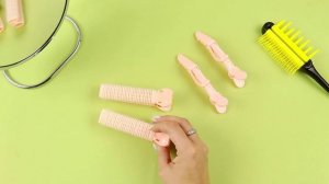 Набор для волос 2 бигуди для объёма и 2 зажима персиковые