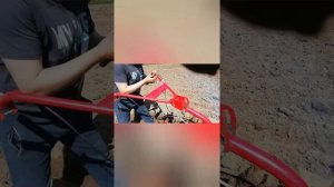 Нарезаем борозды мотоблоком салют, не особо получается(тянет в разные стороны)