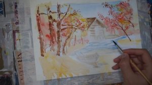 Как нарисовать осенний пейзаж акварелью