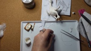 МК ватная игрушка "Гусыня" ( часть 4). DIY spun cotton wool toy "Goose " (Part 4)