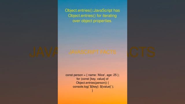 Object entries | Javascript Fact 33 with Example