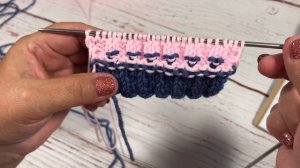 Простые узоры спицами. Цветной узор.