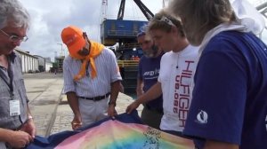 Кругосветка 2006-2013, Тихий океан, спуск катамарана на воду в Форталезе