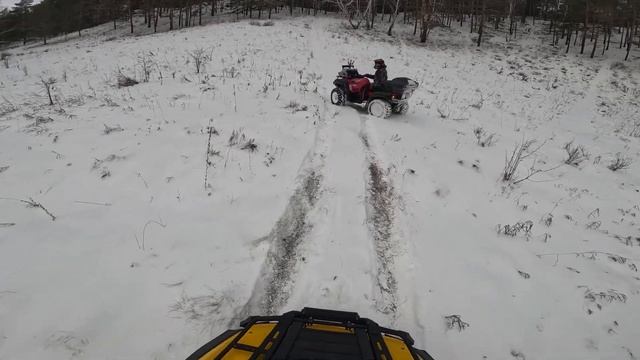 На квадроцикле зимой по снегу, горам и лесам BRP 800, BRP 850, CFMoto X8 смотреть онлайн