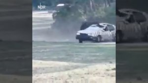 Rhino destroying a car completely