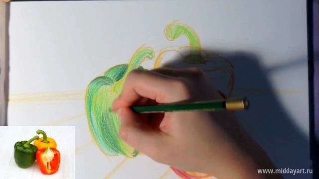 Sketching Bell Peppers with Colored Pencils // Рисование цветными карандашами смотреть онлайн