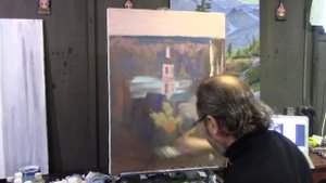 Видеоуроки художника Игоря Сахарова 2020 "Пейзаж с церковью"