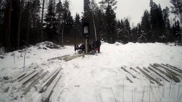 Фундамент для дома из профилированного бруса. 44 сваи смотреть онлайн