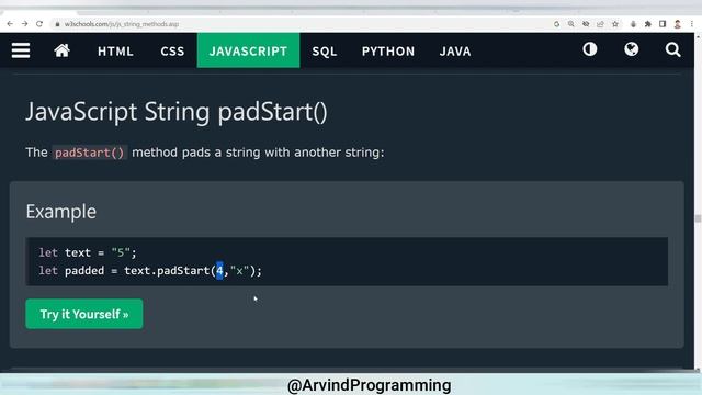 JavaScript String Methods part 6@arvindprogramming