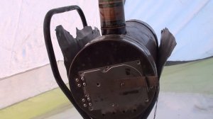 Печка из трубы в палатке Лотос