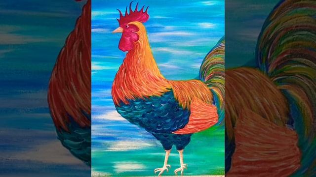 Acrylic painting idea Rooster chicken #acrylicpainting #acrylic #acrylicpaint #painting #paint