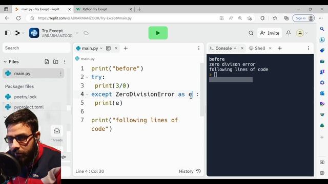 Handle Errors in #python programs using try-except block .Python intermediate part 6 Hindi/Urdu